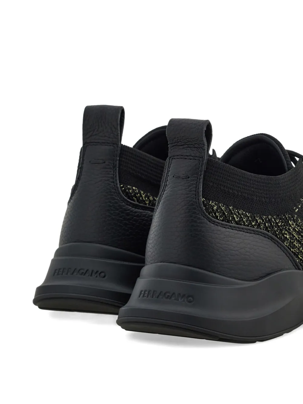 Ferragamo Gancini-detail knit sneakers Black