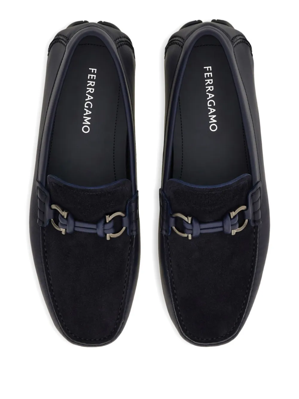Ferragamo gancini-buckle leather loafers Blue