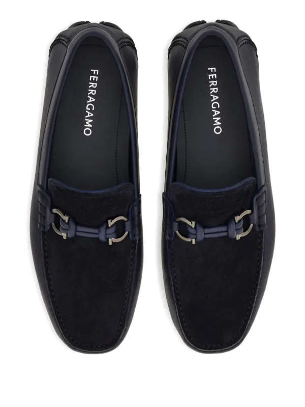 Ferragamo gancini-buckle Leather Loafers | Blue | FARFETCH display picture 3
