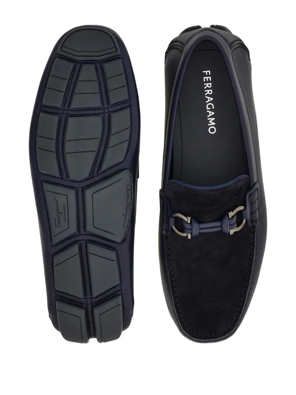 Ferragamo gancini-buckle leather loafers Blue