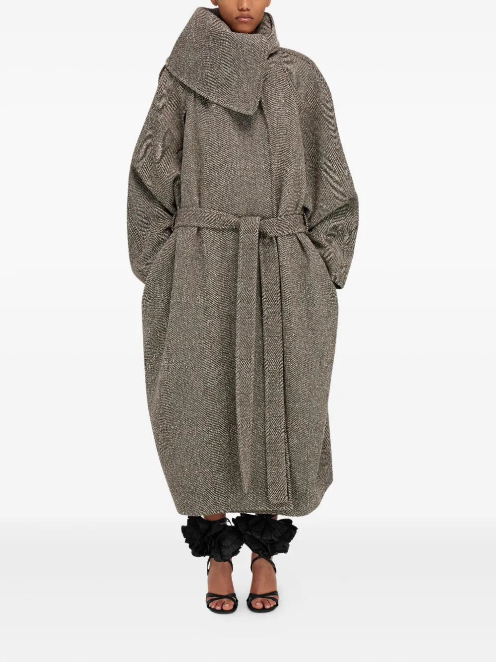 Ferragamo Oversize Asymmetrical Coat In Brown