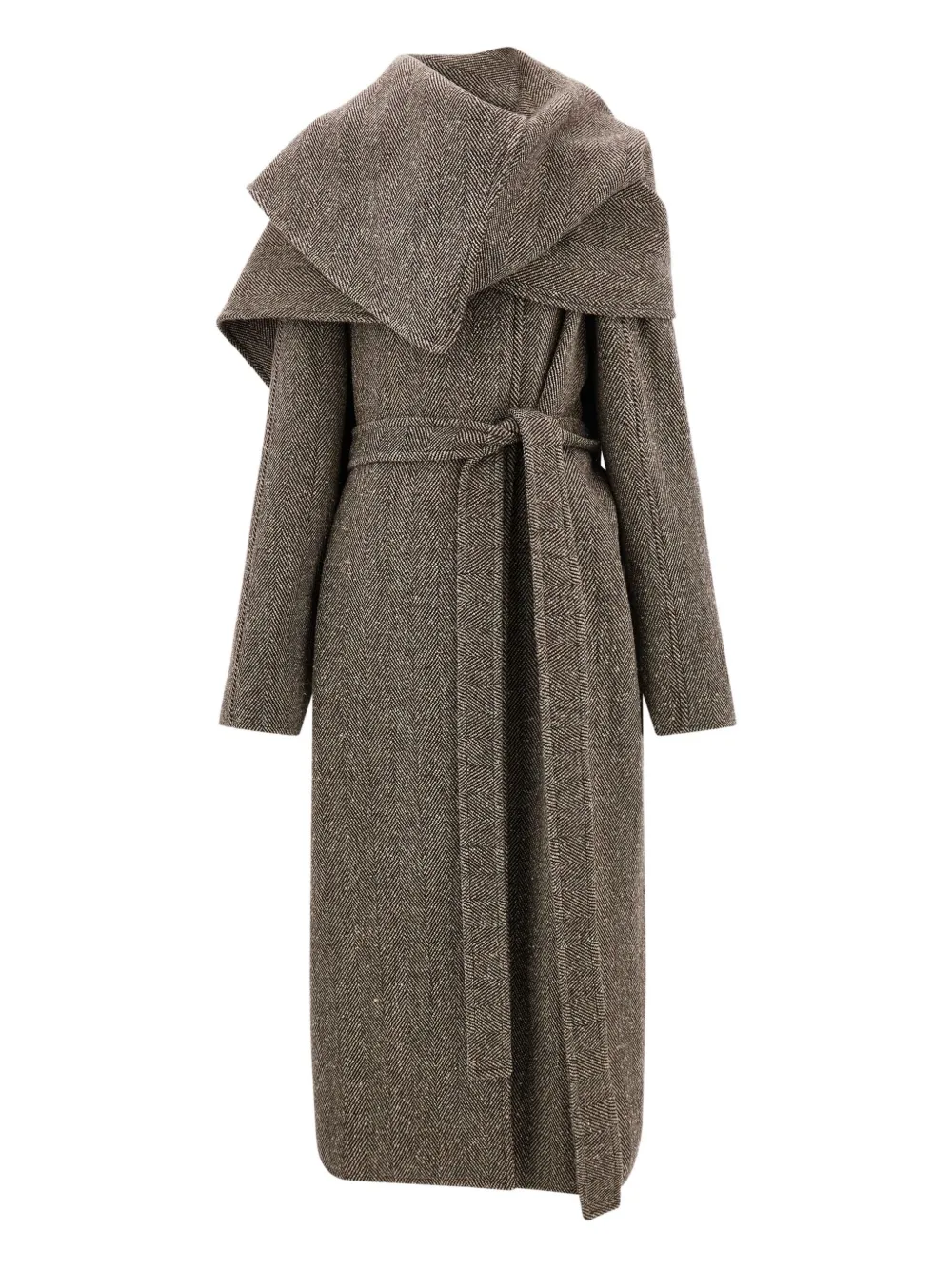 Ferragamo herringbone belted coat | Brown | Image 1