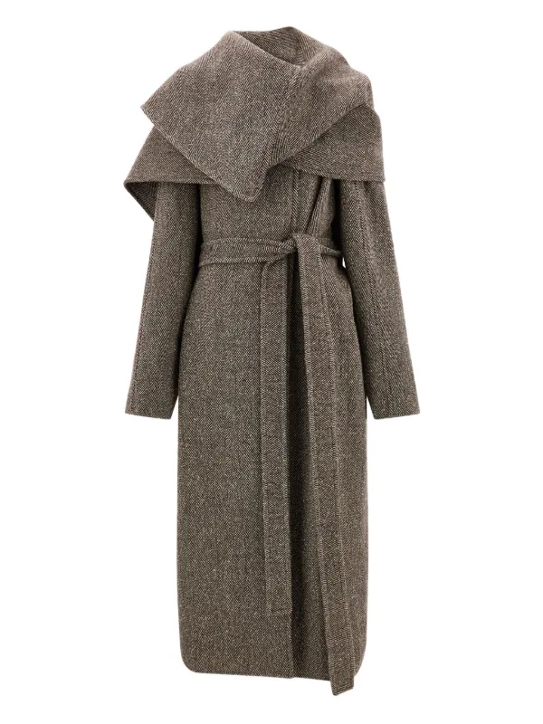 ヘリンボーンコート（ブラウン） seyto（セイト）の「Herringbone tweed over long coat