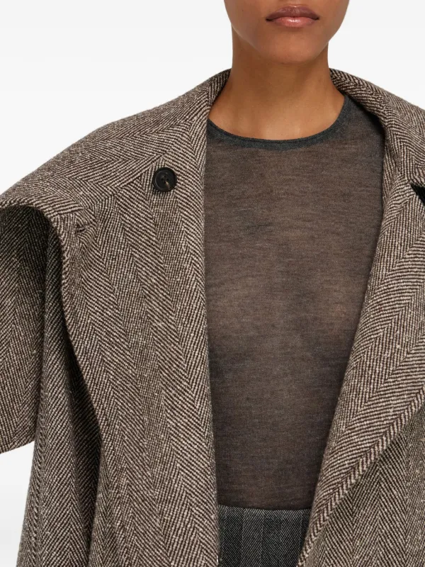 Ferragamo ヘリンボーン ベルテッドコート | ブラウン | FARFETCH JP