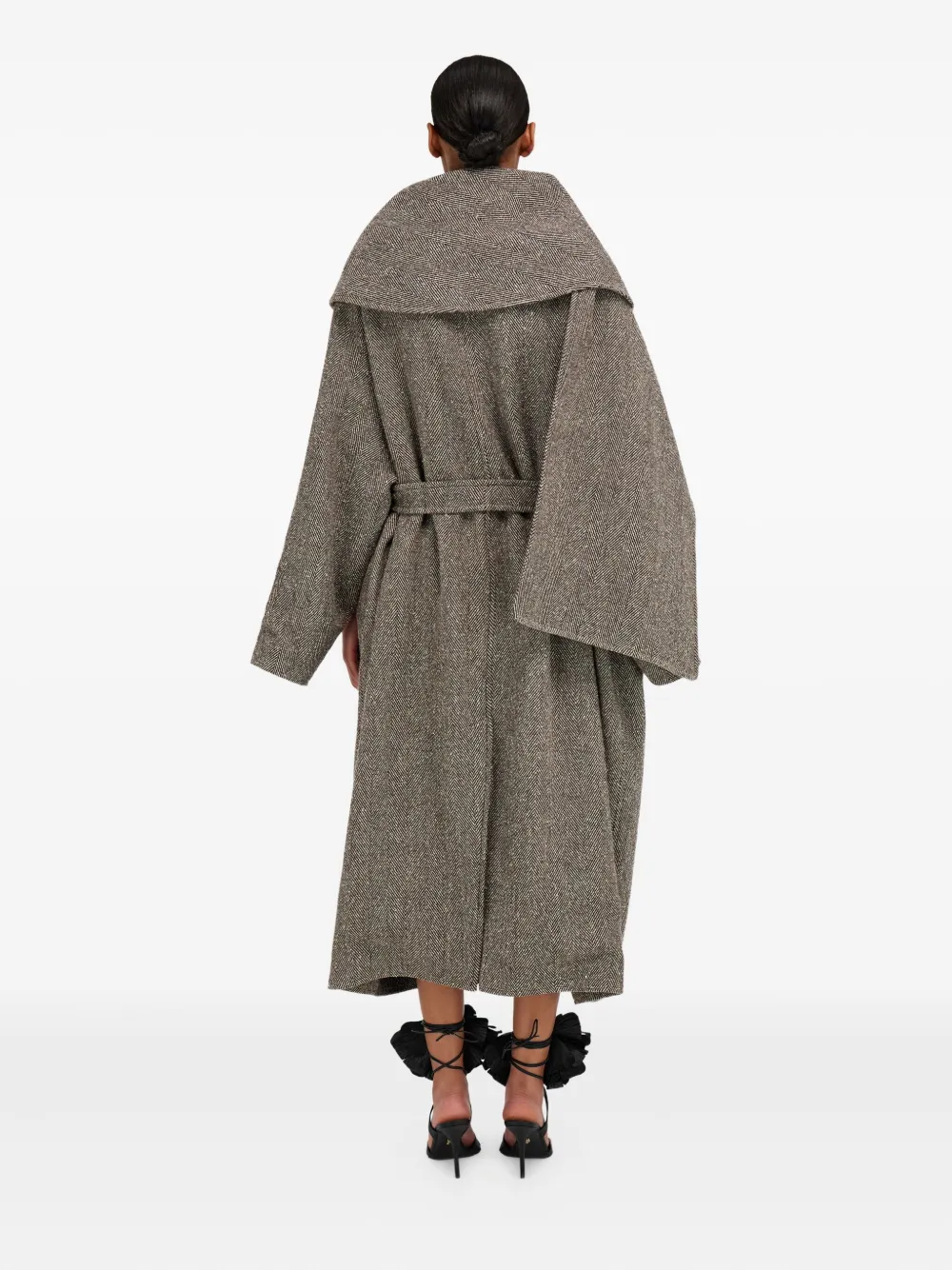 Ferragamo Oversize Asymmetrical Coat In Brown