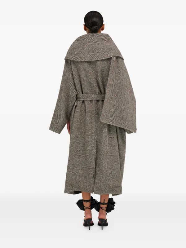 Ferragamo ヘリンボーン ベルテッドコート | ブラウン | FARFETCH JP