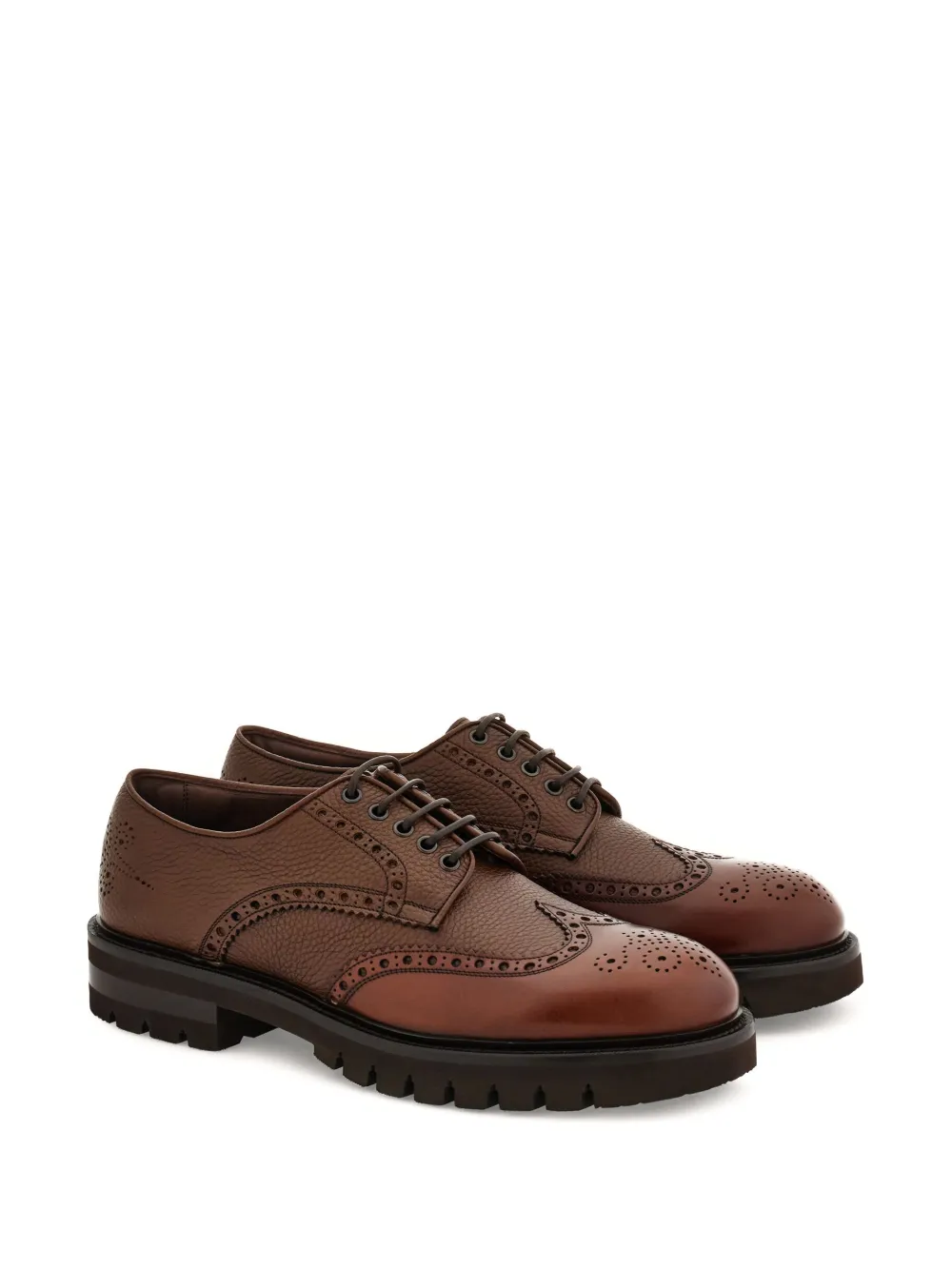 Ferragamo Brogue derby schoenen met wingtip Bruin