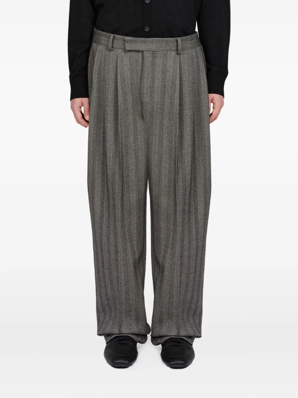 Ferragamo Belt-loops Pleated Trousers In Brown