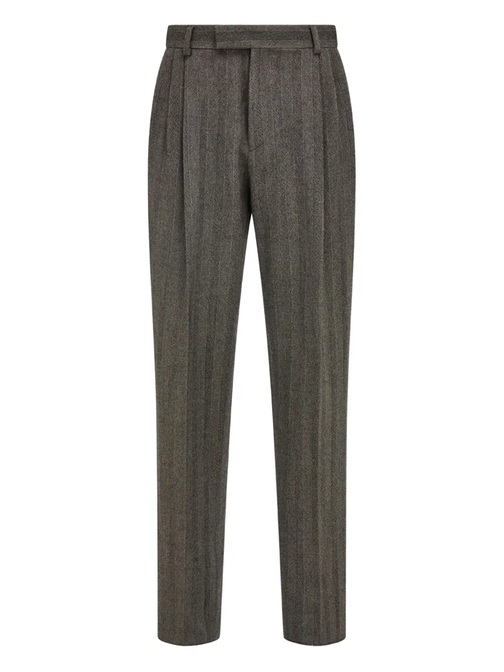 Ferragamo Belt-loops Pleated Trousers In Brown