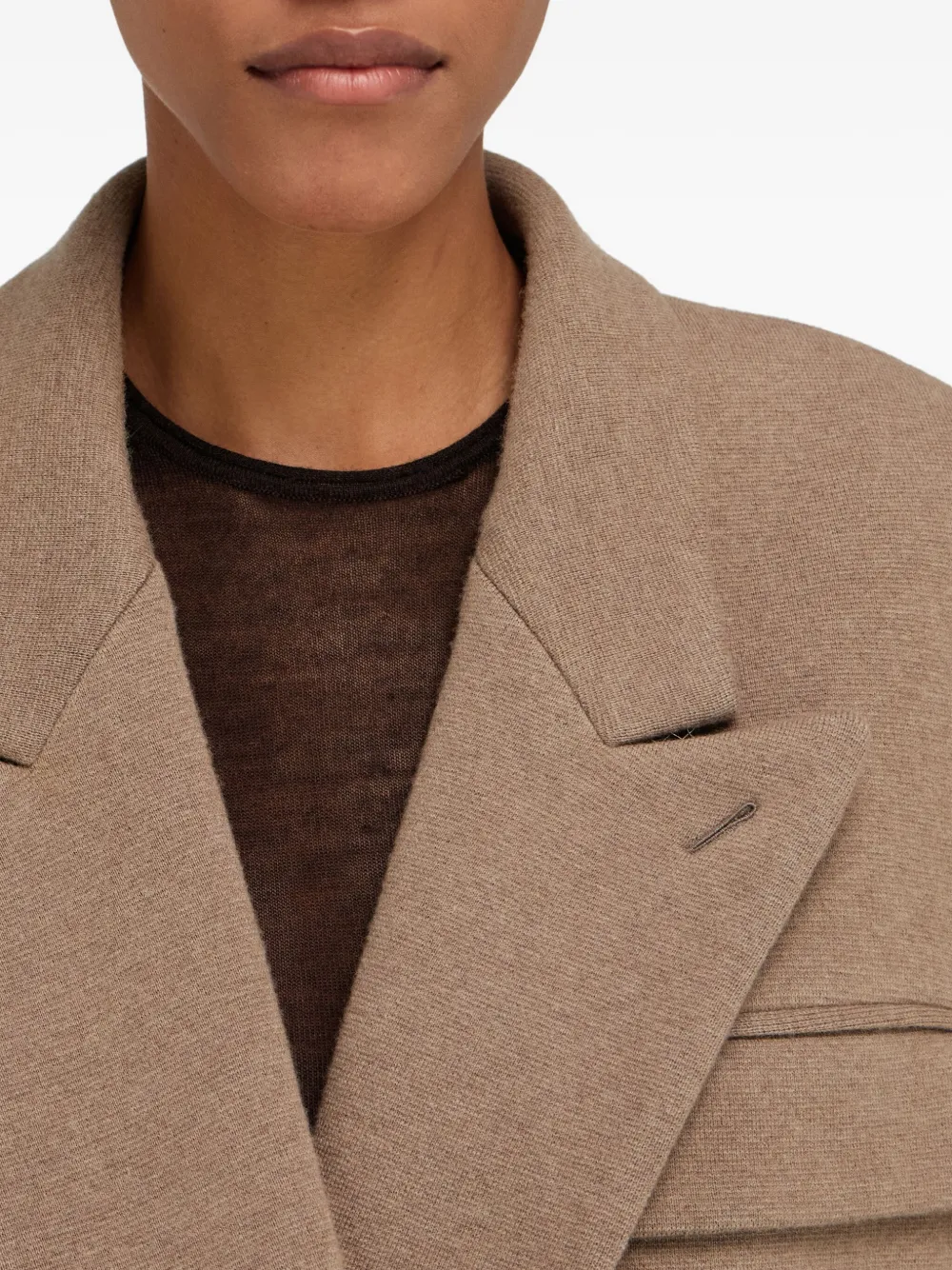Ferragamo Peak Lapel Double-breasted Coat In Brown