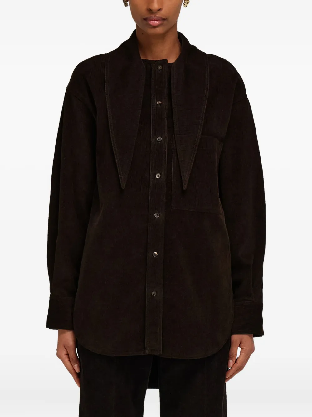 Ferragamo kerchief-collar corduroy shirt Bruin