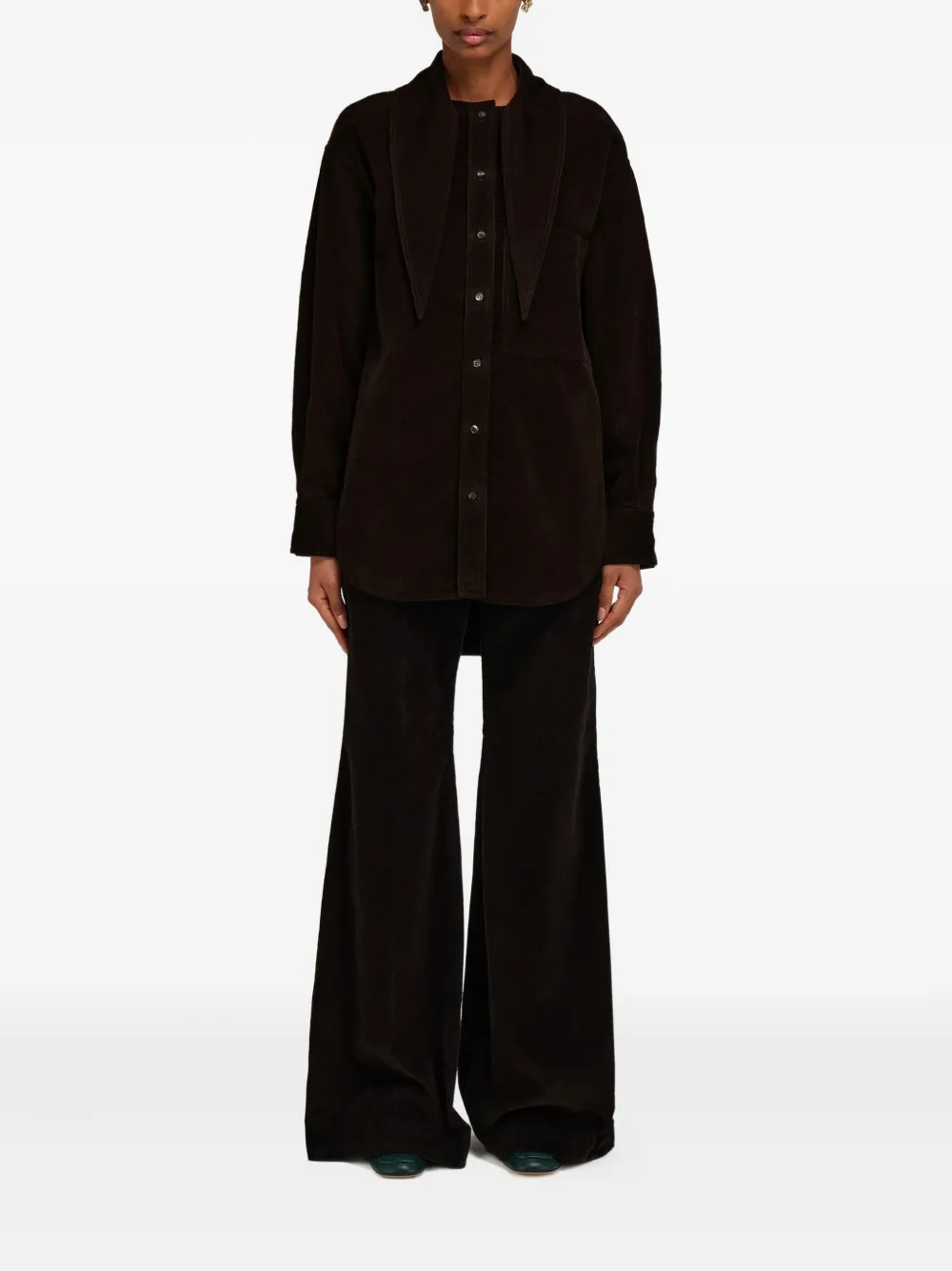 Ferragamo kerchief-collar corduroy shirt Bruin