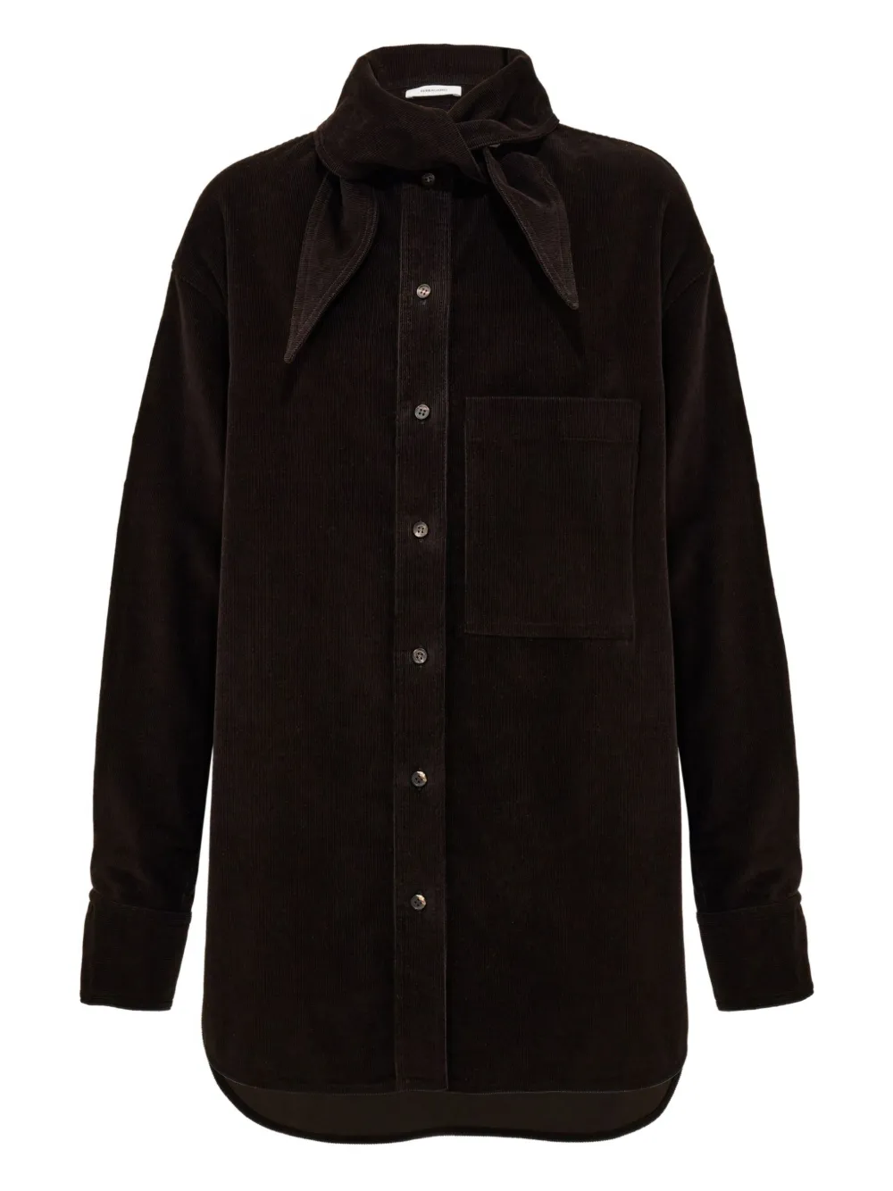 Ferragamo kerchief-collar corduroy shirt - ブラウン Ferragamo kerchief-collar corduroy shirt - ブラウン