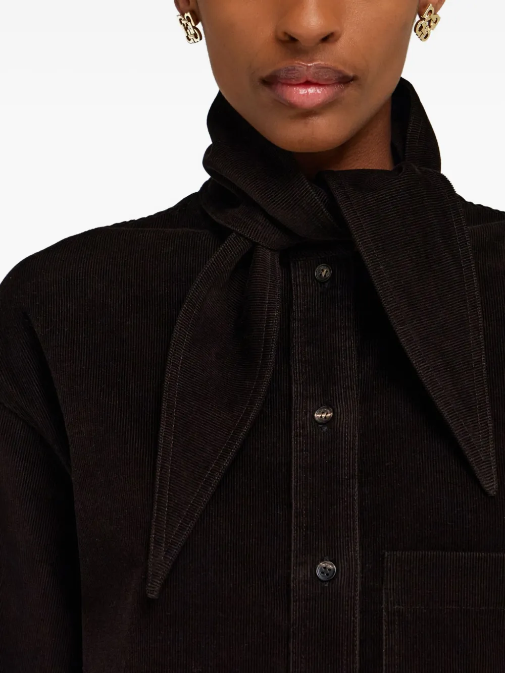 Ferragamo kerchief-collar corduroy shirt Bruin