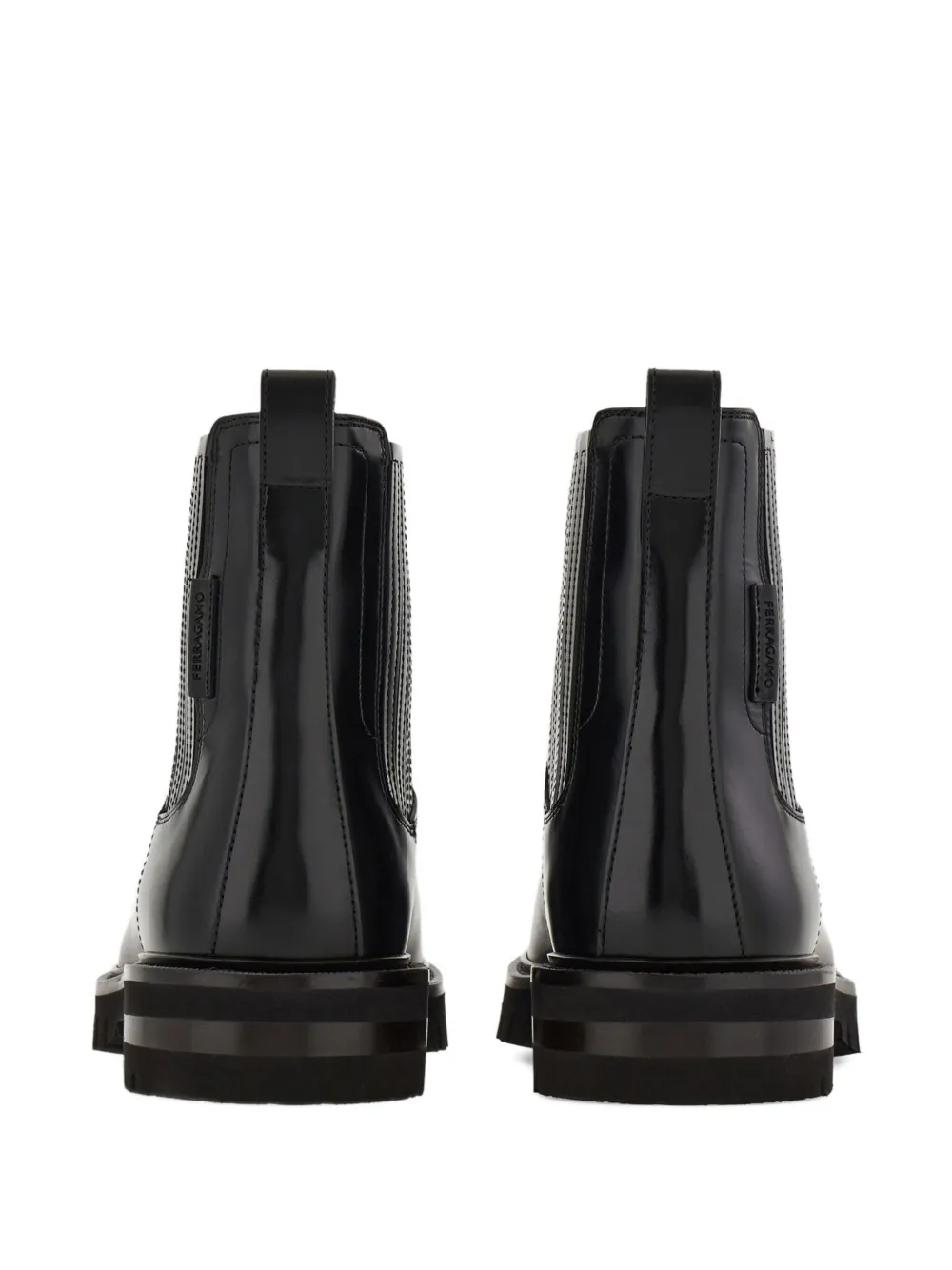Ferragamo leather panelled chelsea boots Black
