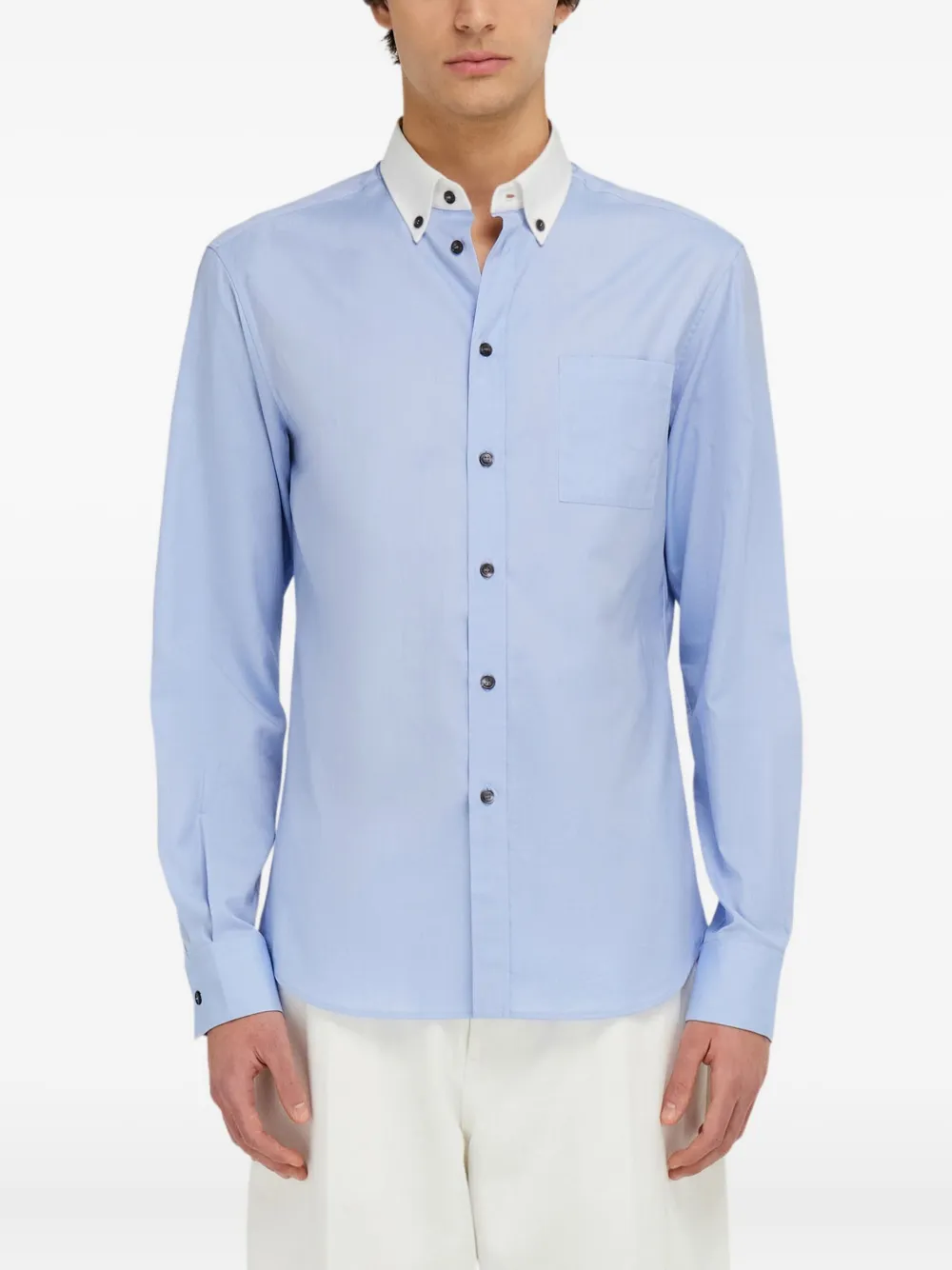 Ferragamo Button-down overhemd met contrasterende kraag - Blauw