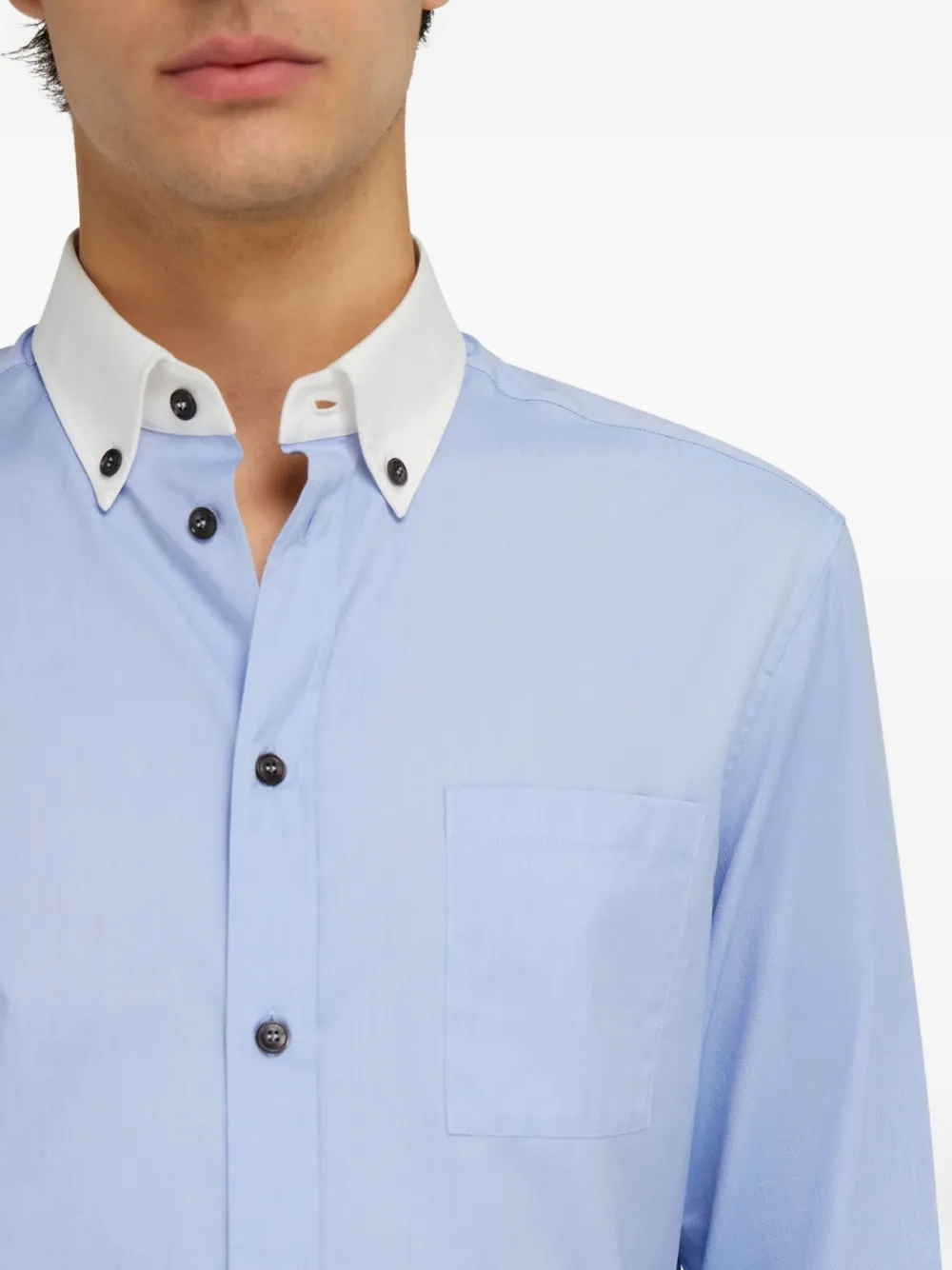 Ferragamo Button-down overhemd met contrasterende kraag Blauw