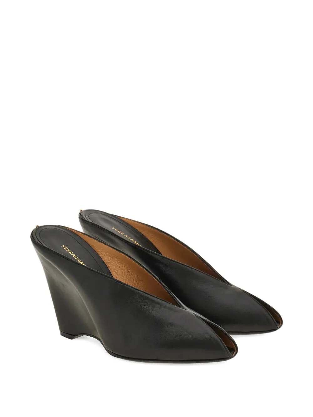 Ferragamo 90mm peep-toe heeled mules Black