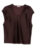 KHAITE Barbo scoop-neck silk top - Purple