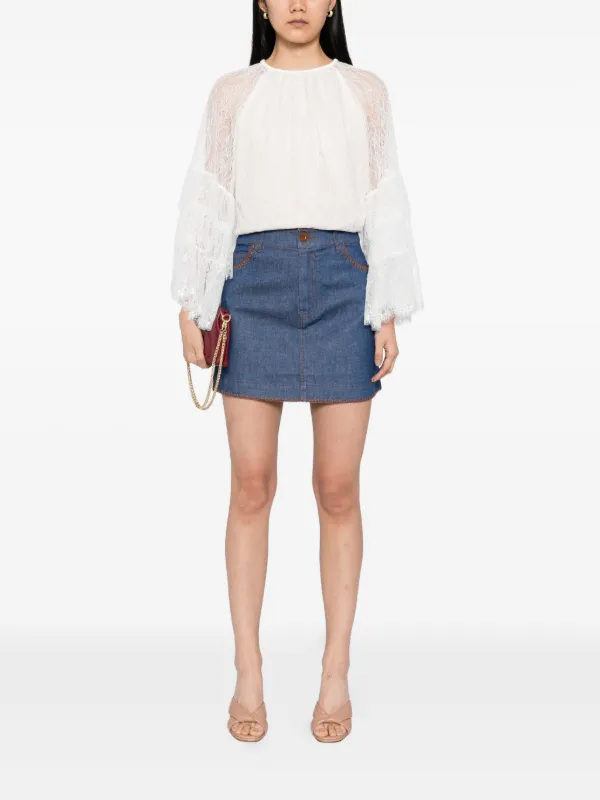 【Zimmermann】Ascension denim miniskirt ZIMMERMANN Ascension Denim Miniskirt | Blue | FARFETCH ID