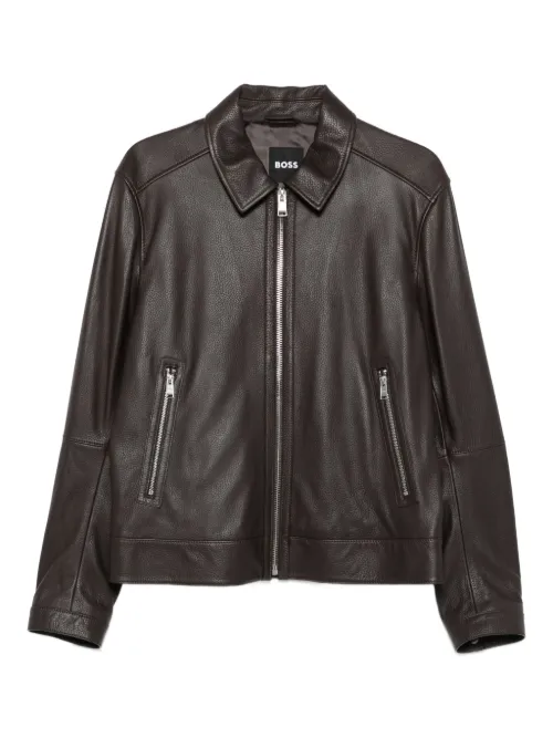 BOSS veste en cuir - Marron - BOSS - Modalova