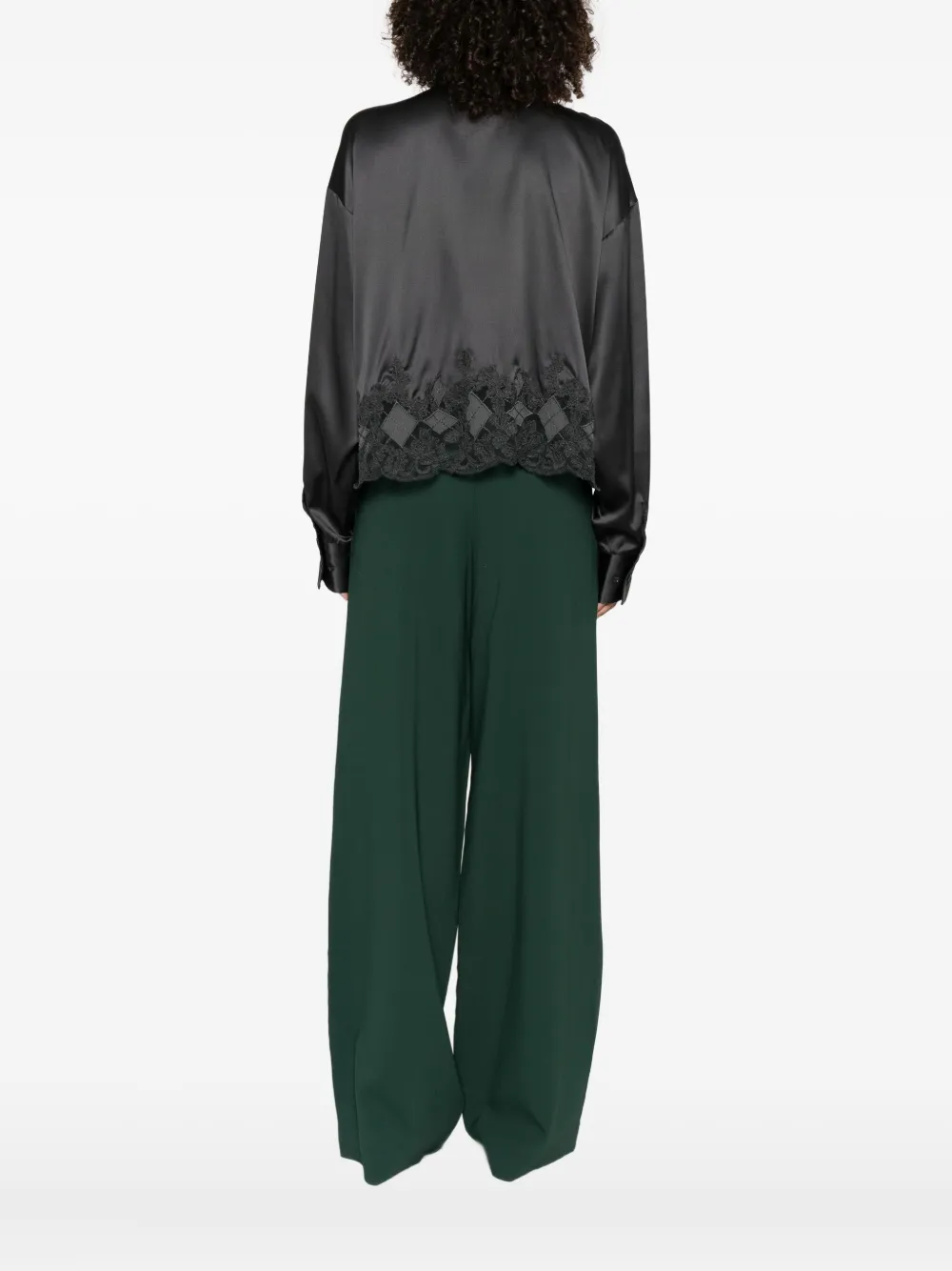 Ermanno Scervino Satijnen blouse met kanten afwerking Grijs