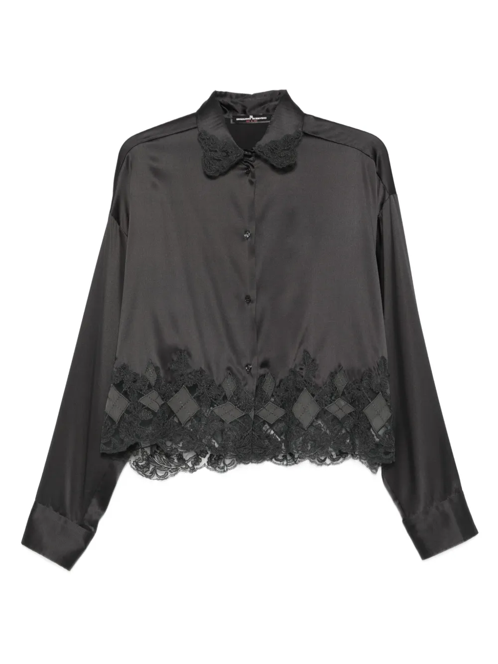 Ermanno Scervino lace-trimmed satin shirt Grijs