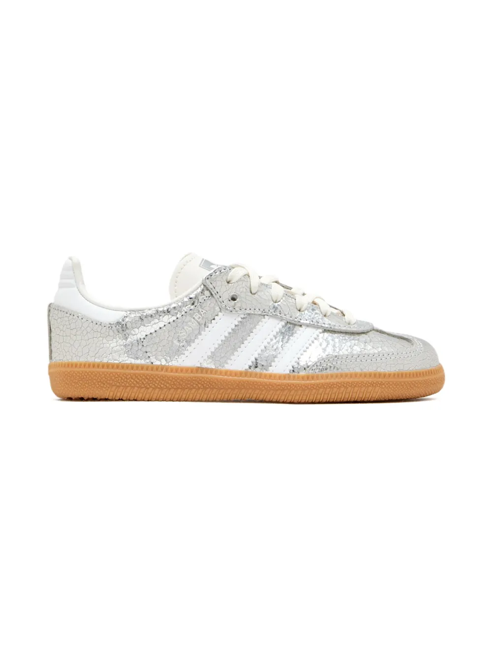 adidas Kids Samba OG cracked-leather sneakers Grey