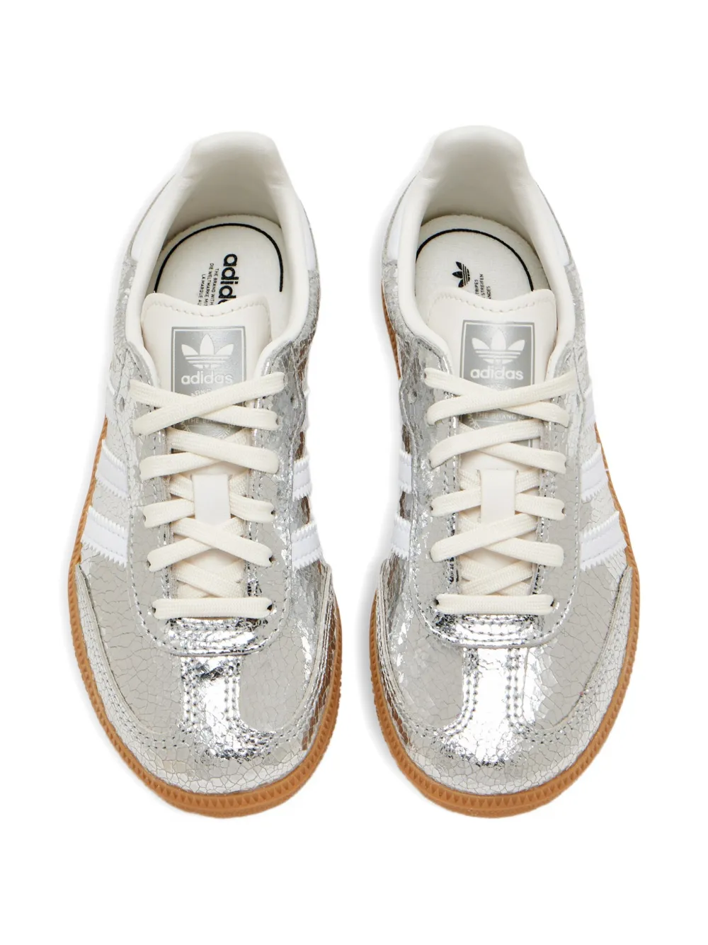 adidas Kids Samba OG cracked-leather sneakers Grey