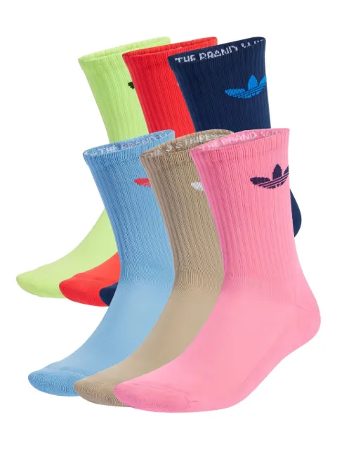 adidas Trefoil logo-embroidered crew socks (pack of six)