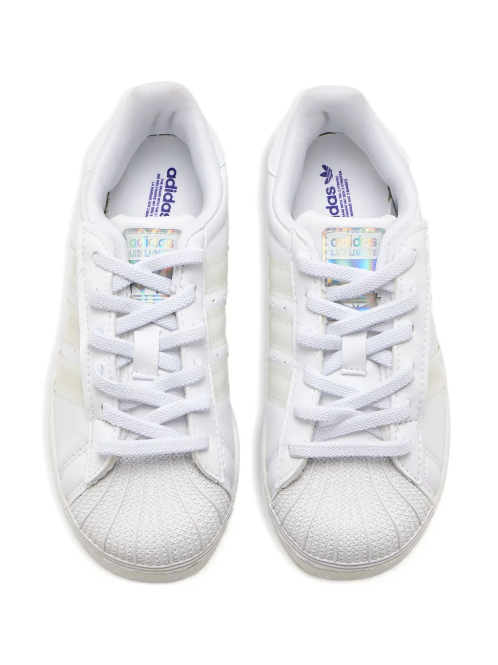 adidas Kids Superstar LED Lights shell-toe power-button sneakers White