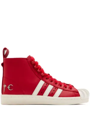 Adidas ハイカット レザースニーカー | レッド | FARFETCH JP