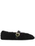 Ferragamo shearling buckled ballet flats - Black