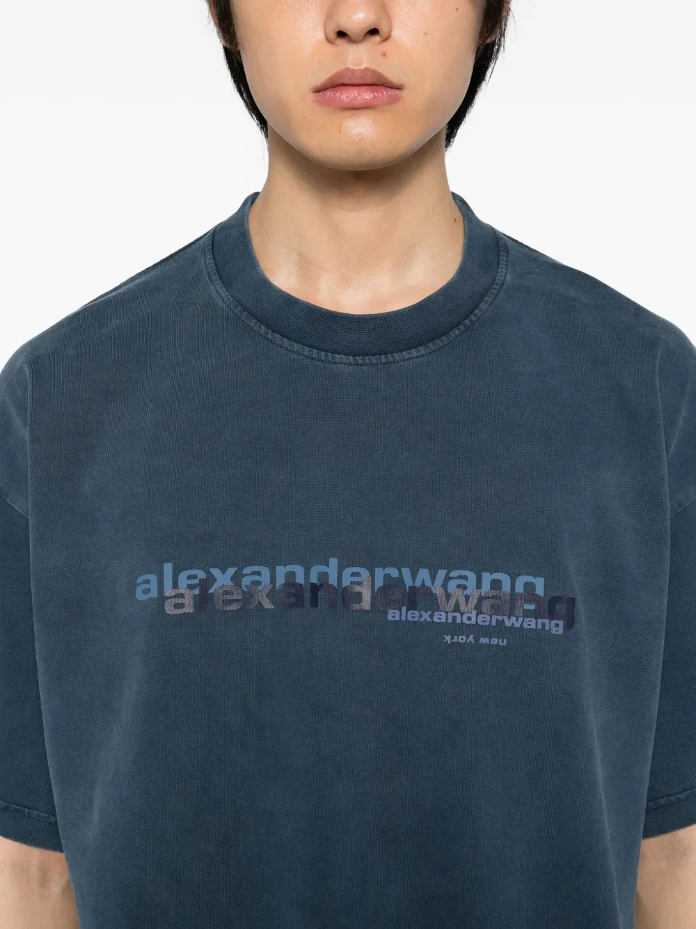 Alexander Wang logo-print cotton T-shirt Blauw