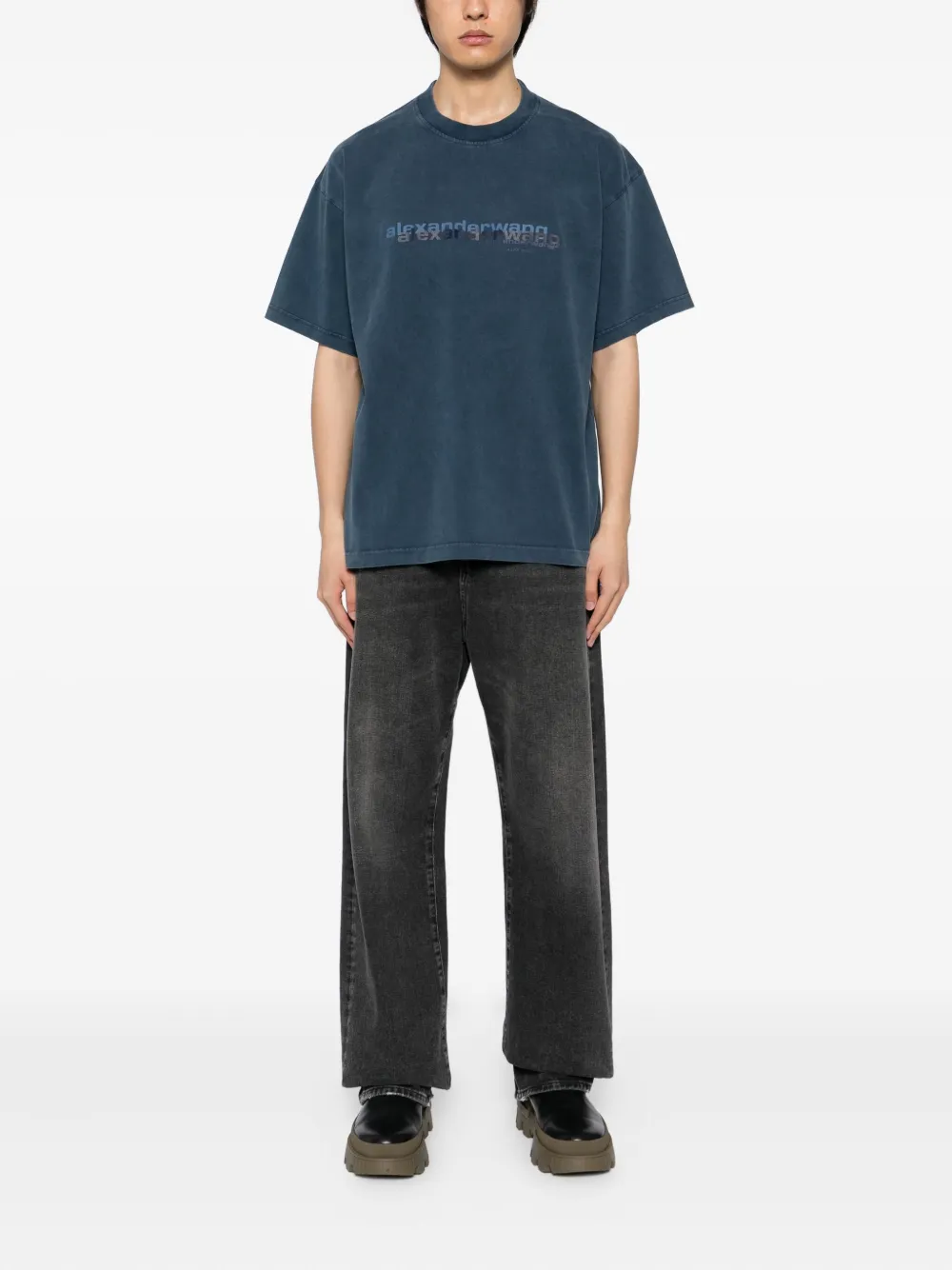 Alexander Wang logo-print cotton T-shirt Blauw