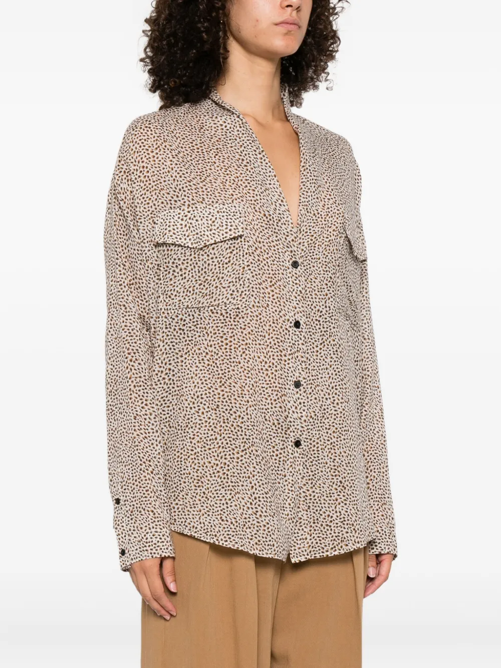 Forte spotted pocket-detail shirt Bruin