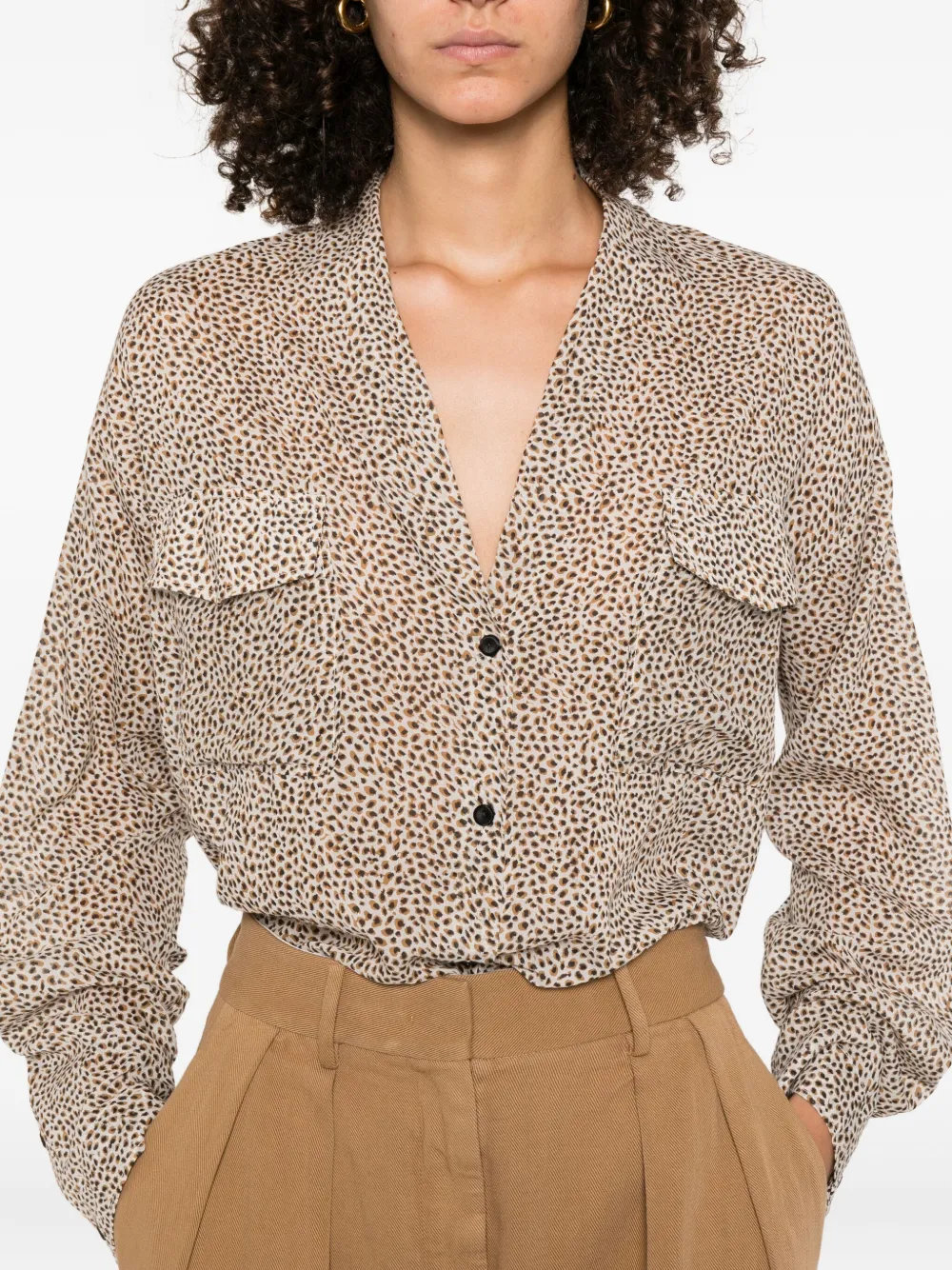 Forte spotted pocket-detail shirt Bruin