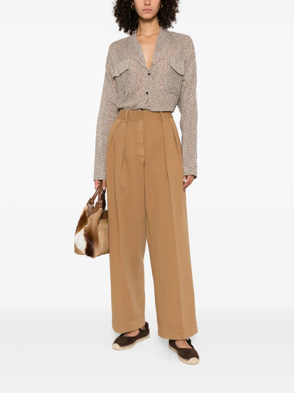 Forte spotted pocket-detail shirt Bruin