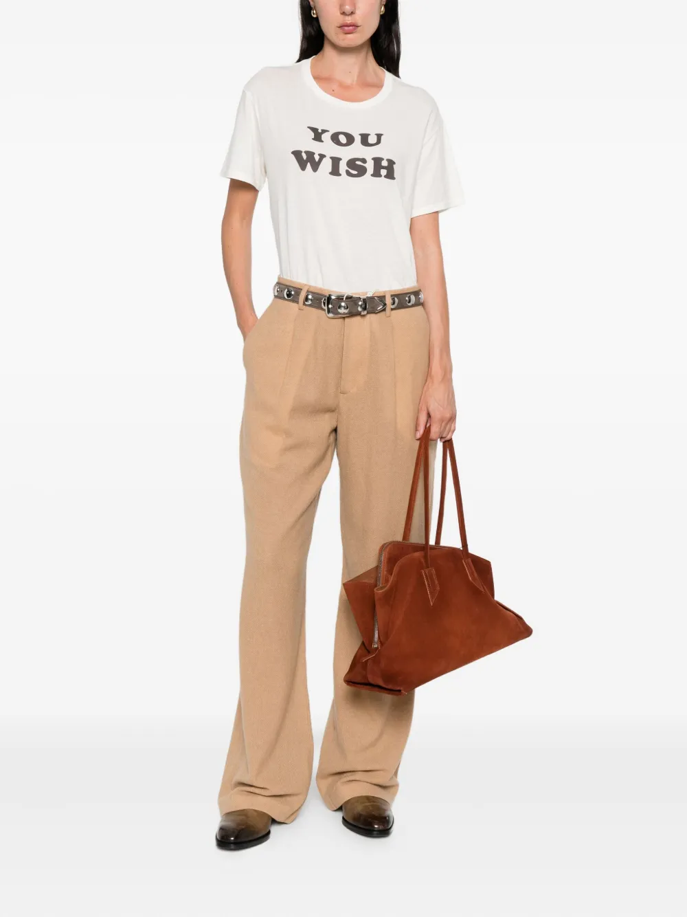 R13 T-shirt met grafische print Beige
