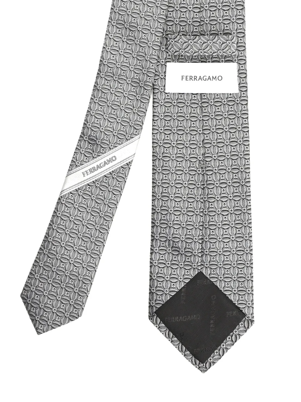 Ferragamo jacquard silk tie Grijs