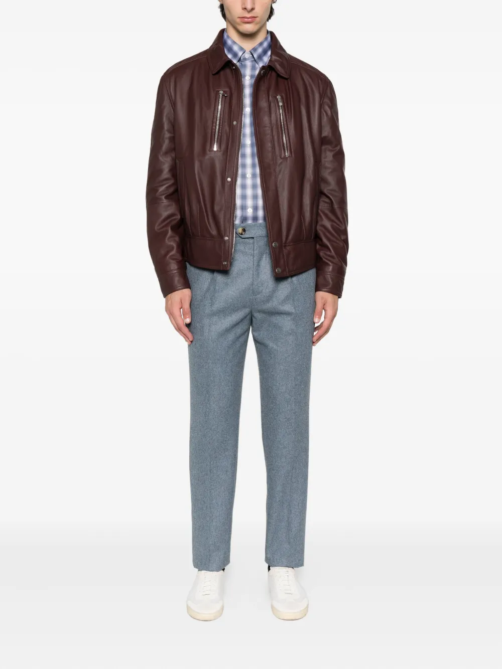 Brunello Cucinelli zip-fastening leather jacket Bruin