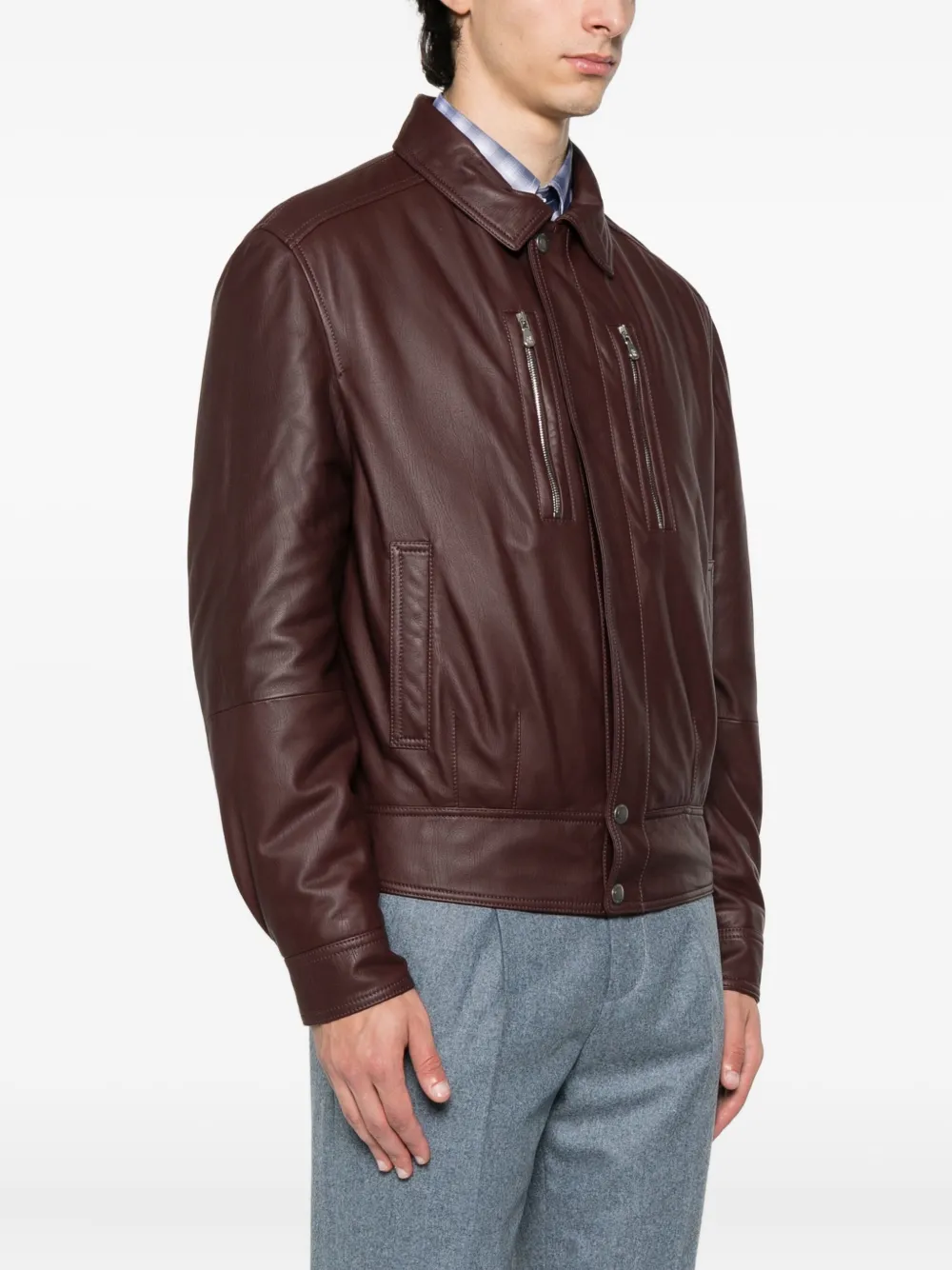 Brunello Cucinelli zip-fastening leather jacket Bruin