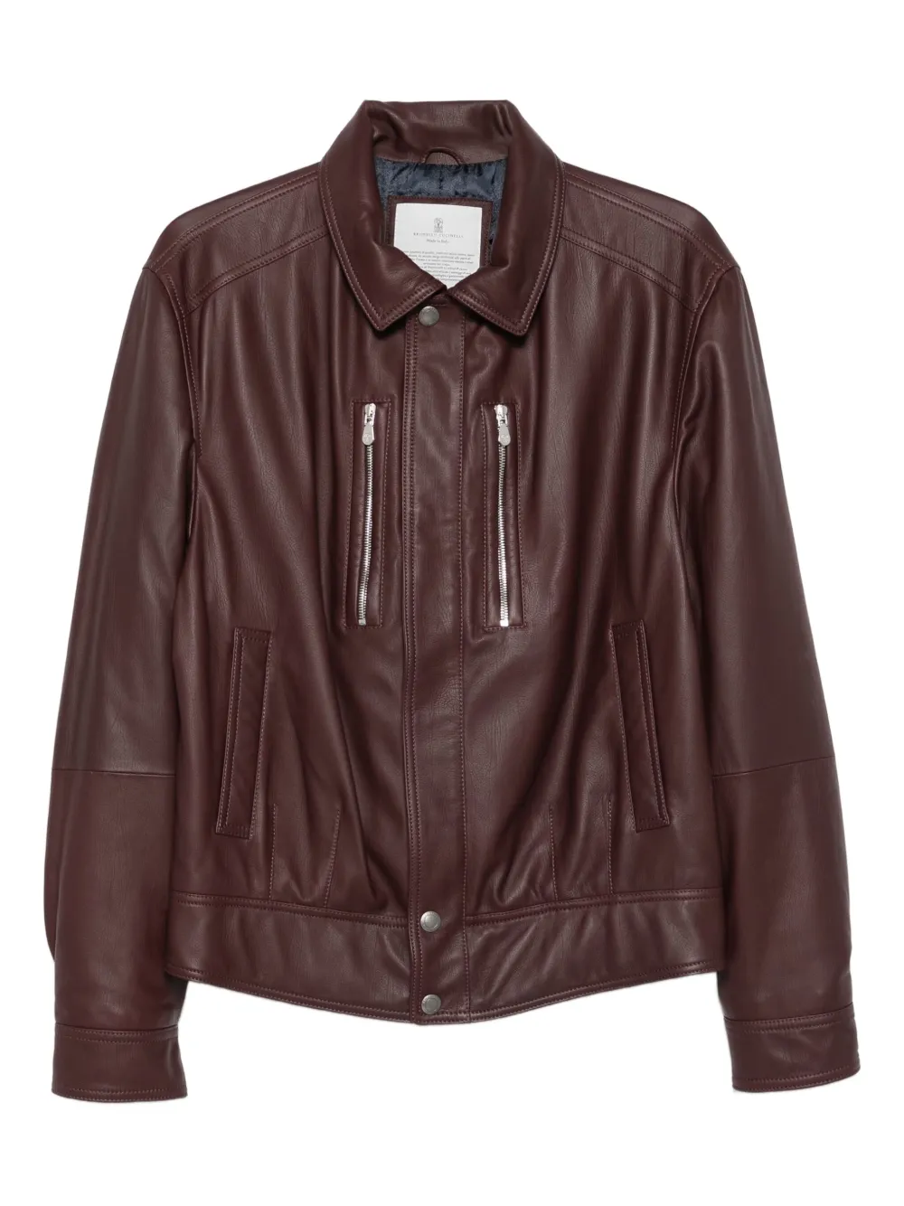 Brunello Cucinelli zip-fastening leather jacket Bruin