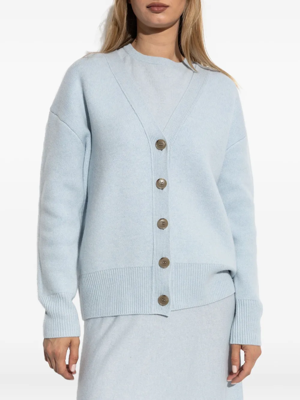 Lisa Yang Geribbeld vest met knoop Blauw