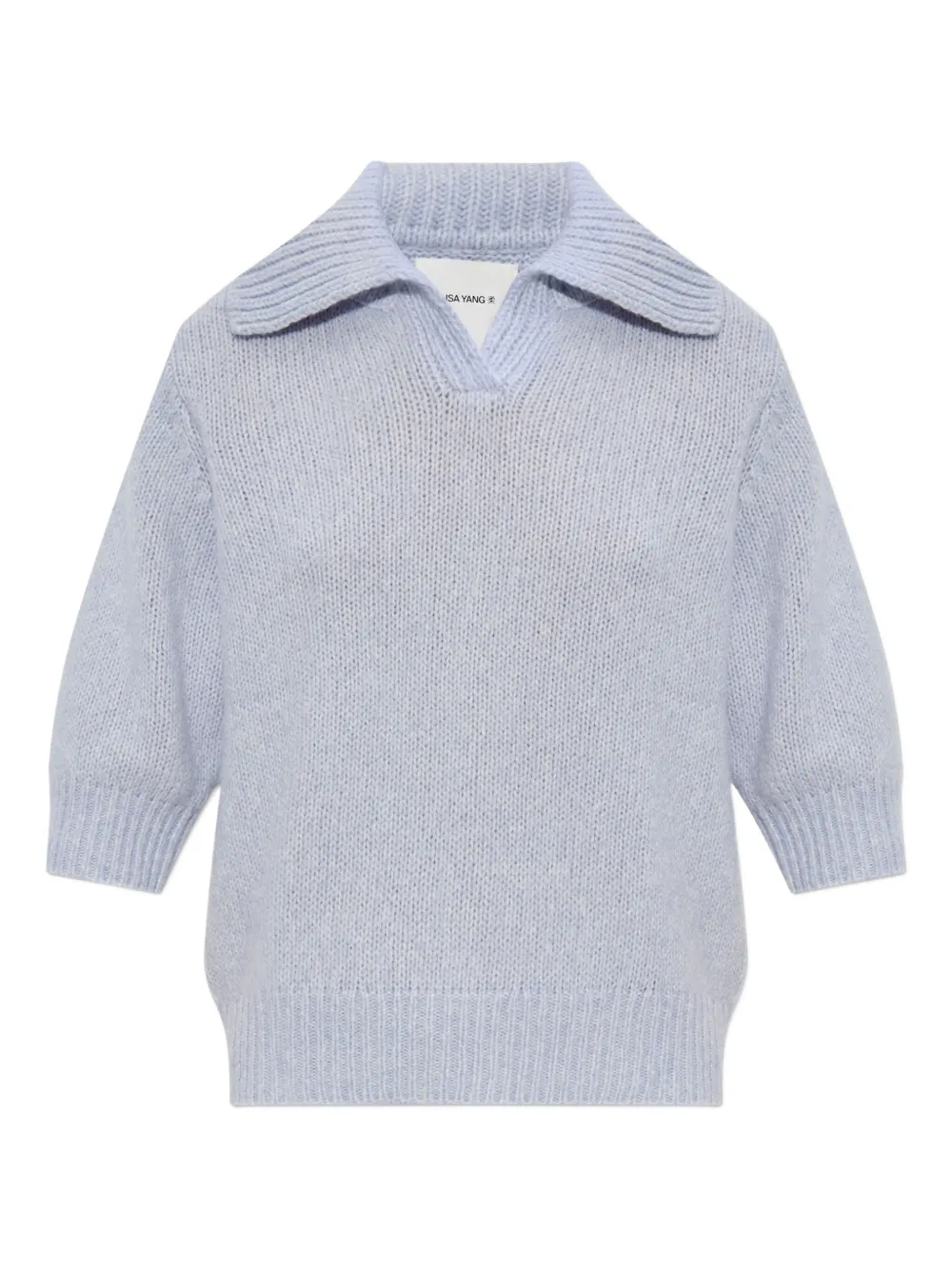 Lisa Yang polo-neck half-sleeve sweater Blauw