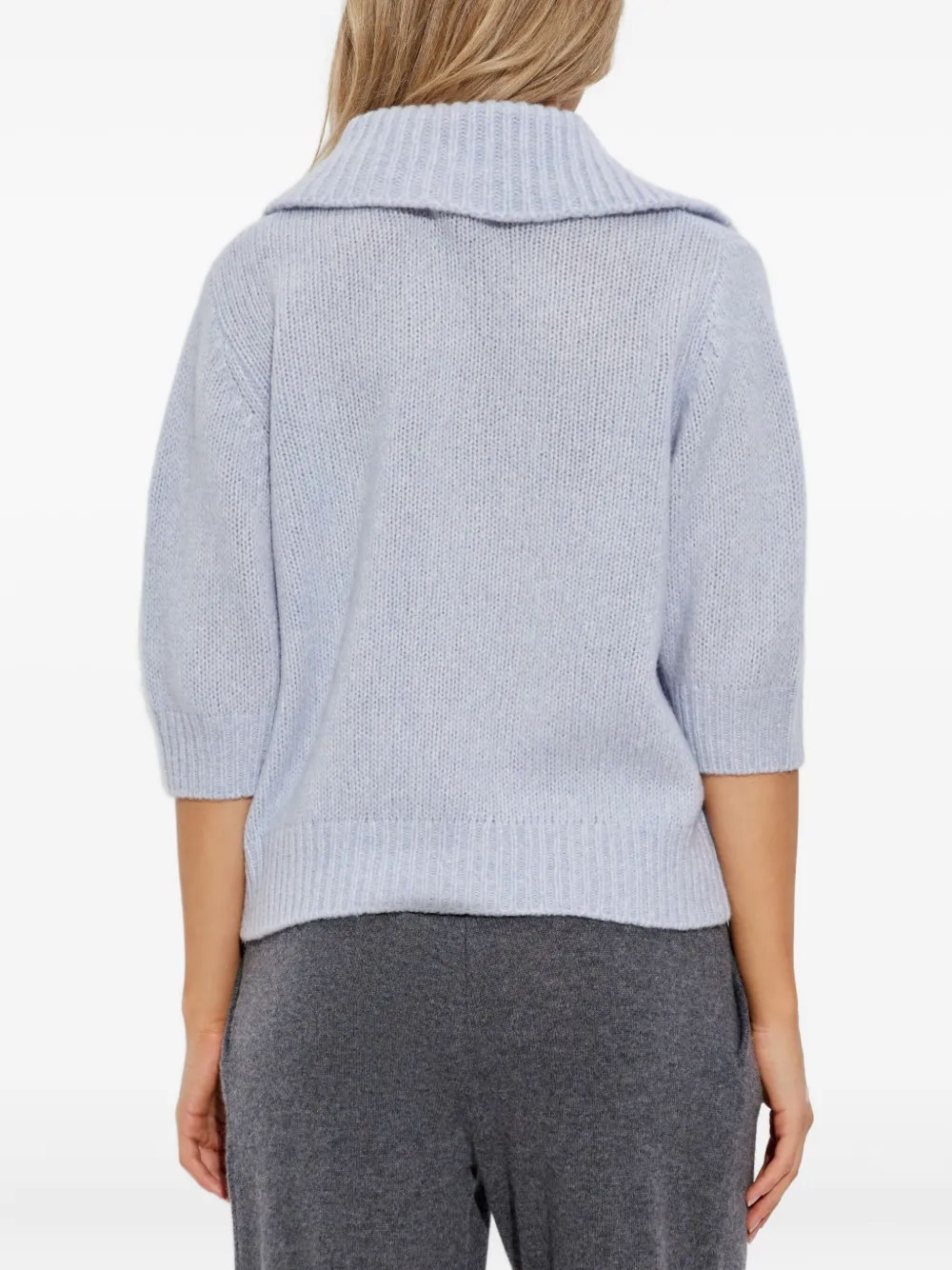 Lisa Yang polo-neck half-sleeve sweater Blauw