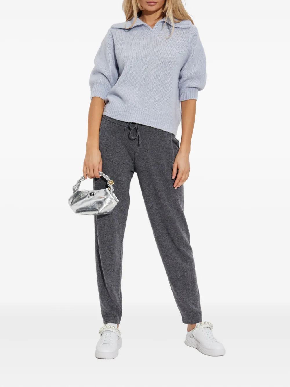 Lisa Yang polo-neck half-sleeve sweater Blauw
