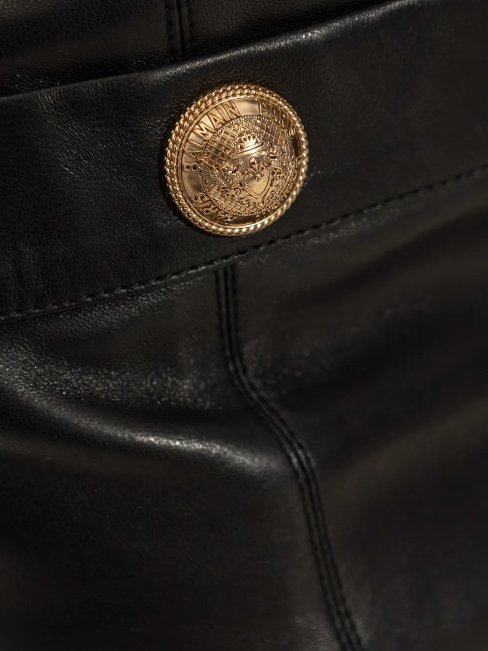 Balmain leather buttoned mini dress Zwart