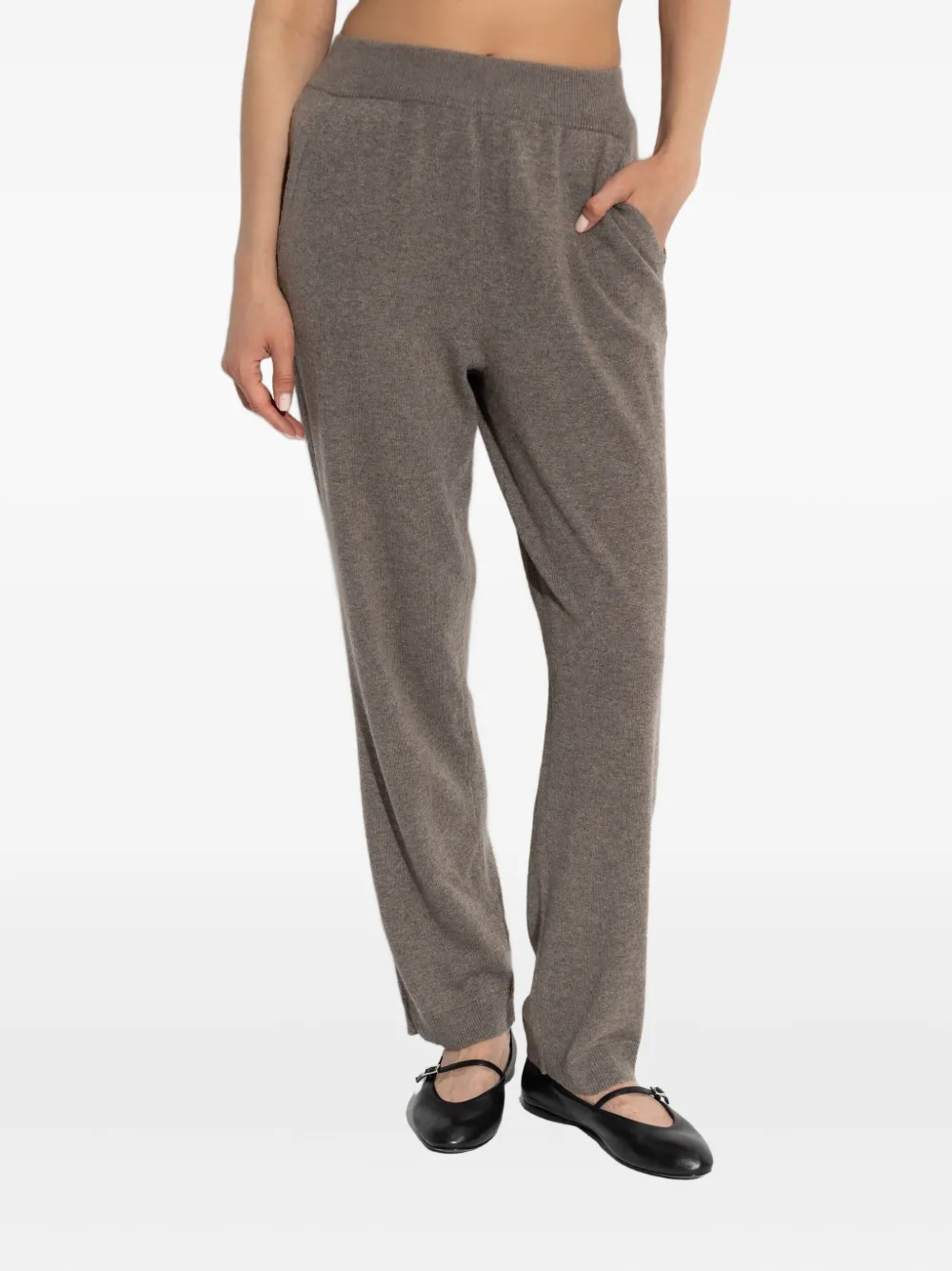 Lisa Yang Kasjmier broek met elastische tailleband Bruin