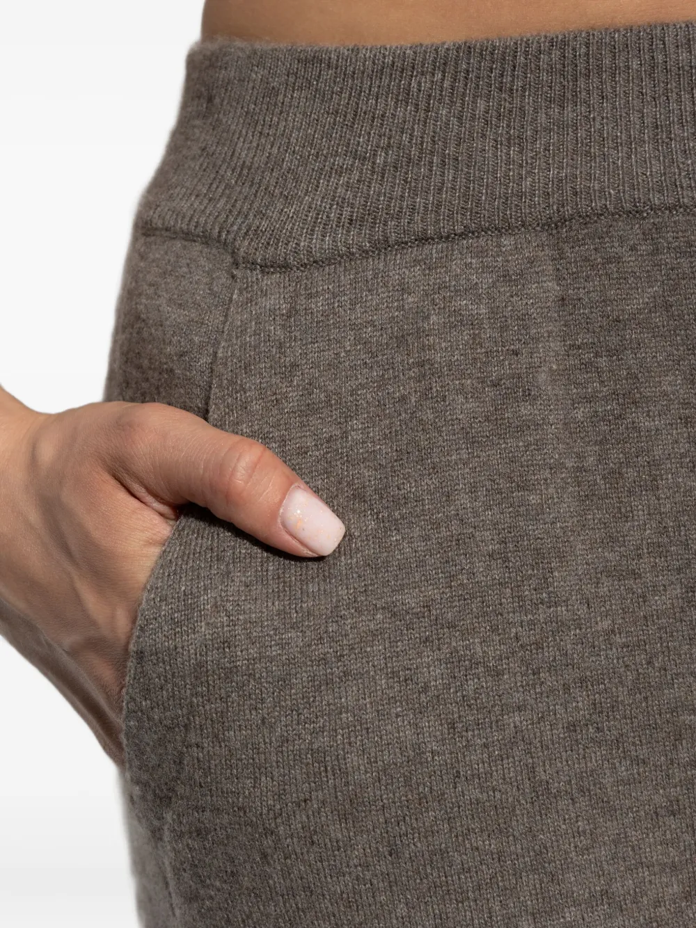 Lisa Yang Kasjmier broek met elastische tailleband Bruin